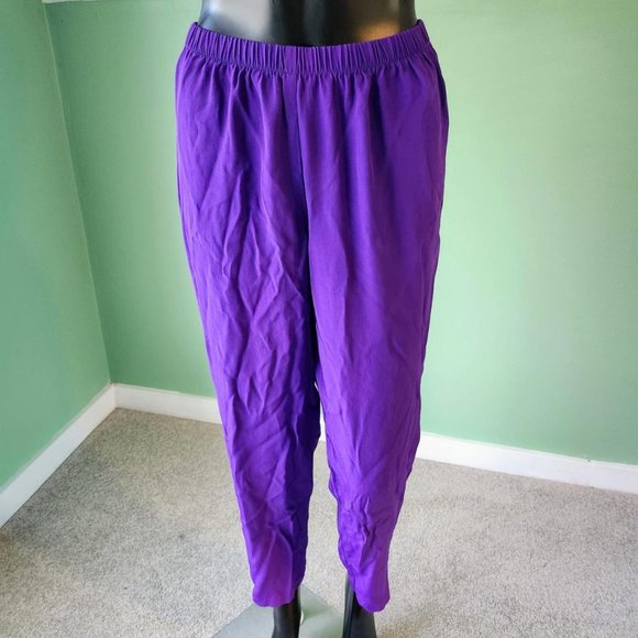 Sweet 80s neon purple flowy pants. Perfect for rave or 80s-90s party - Picture 1 of 4